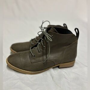 Diba Khaki Lace-Up Ankle Booties